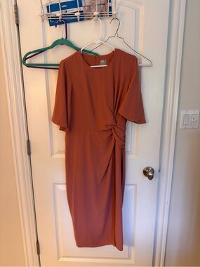 ASOS Rust Midi Dress with Side Twist